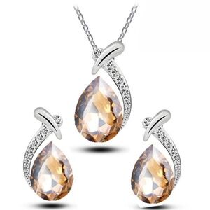 **NURIA* 3-Pc Silver x Champagne Fashion Jewelry Set